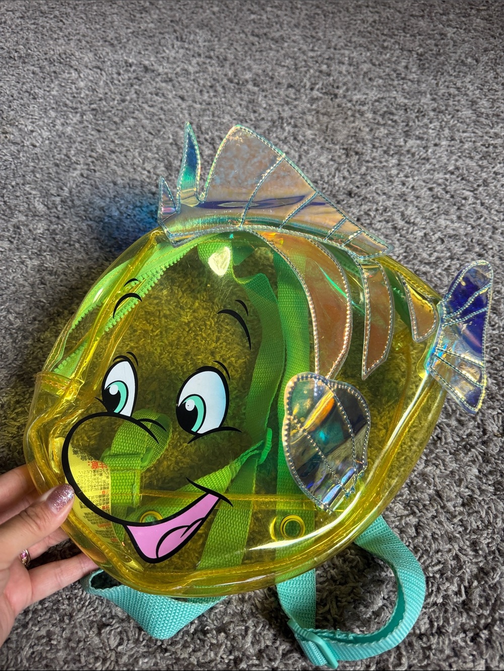 Yellow Fish-Shaped Kids Backpack Flounder with Cheerful Face